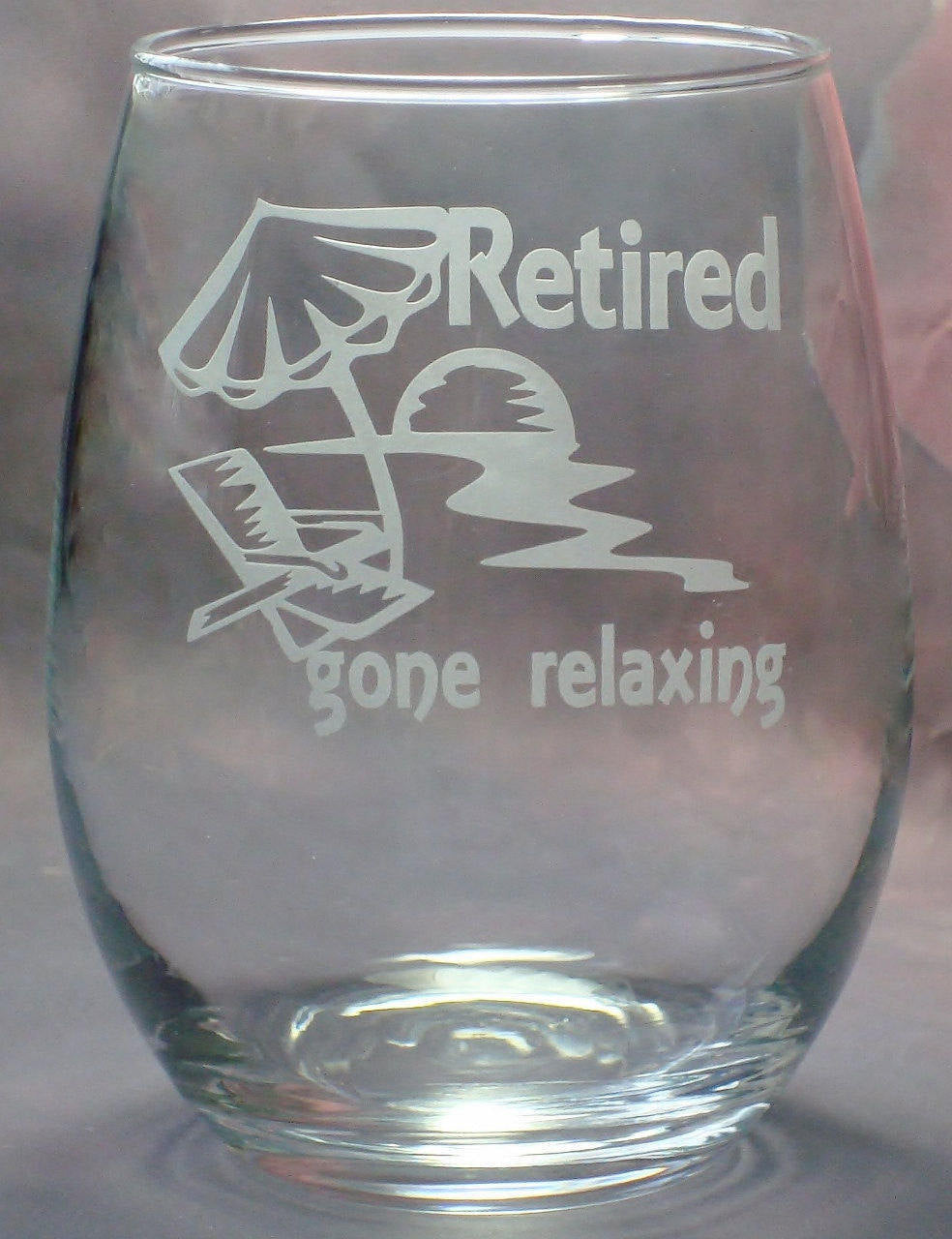 Retirement Gifts for Retirement Co Worker Gift | Beach Gone Relaxing Design | Stem Less Wine Glass | Retirement Party Gift