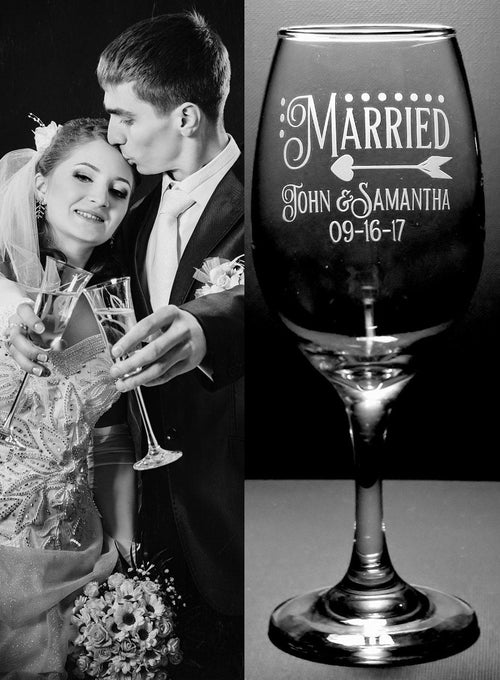 Modern Design Newlywed Wedding Custom Wine Glass Set | Wedding Couple Gift | Wedding Bridal Shower Gift | Wedding Toasting Glasses