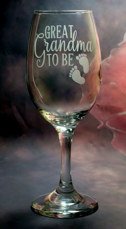Great Grandma To Be Pregnancy Reveal Gift New Great Grandmother Baby Footprint Wine Glass