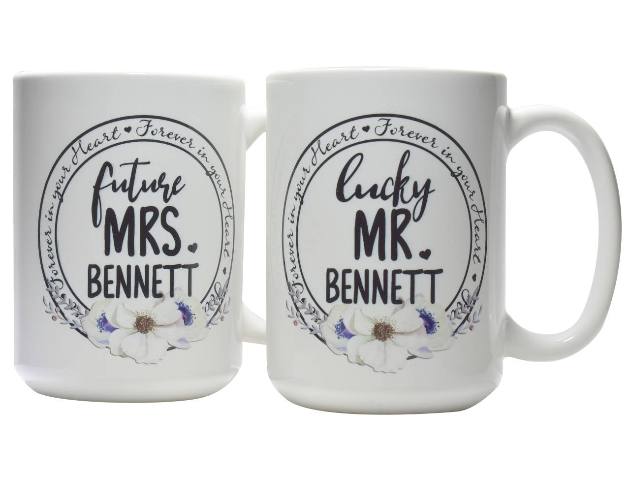 Personalized Engagement Gift Future Mrs Lucky Mr coffee mug set Bridal Shower