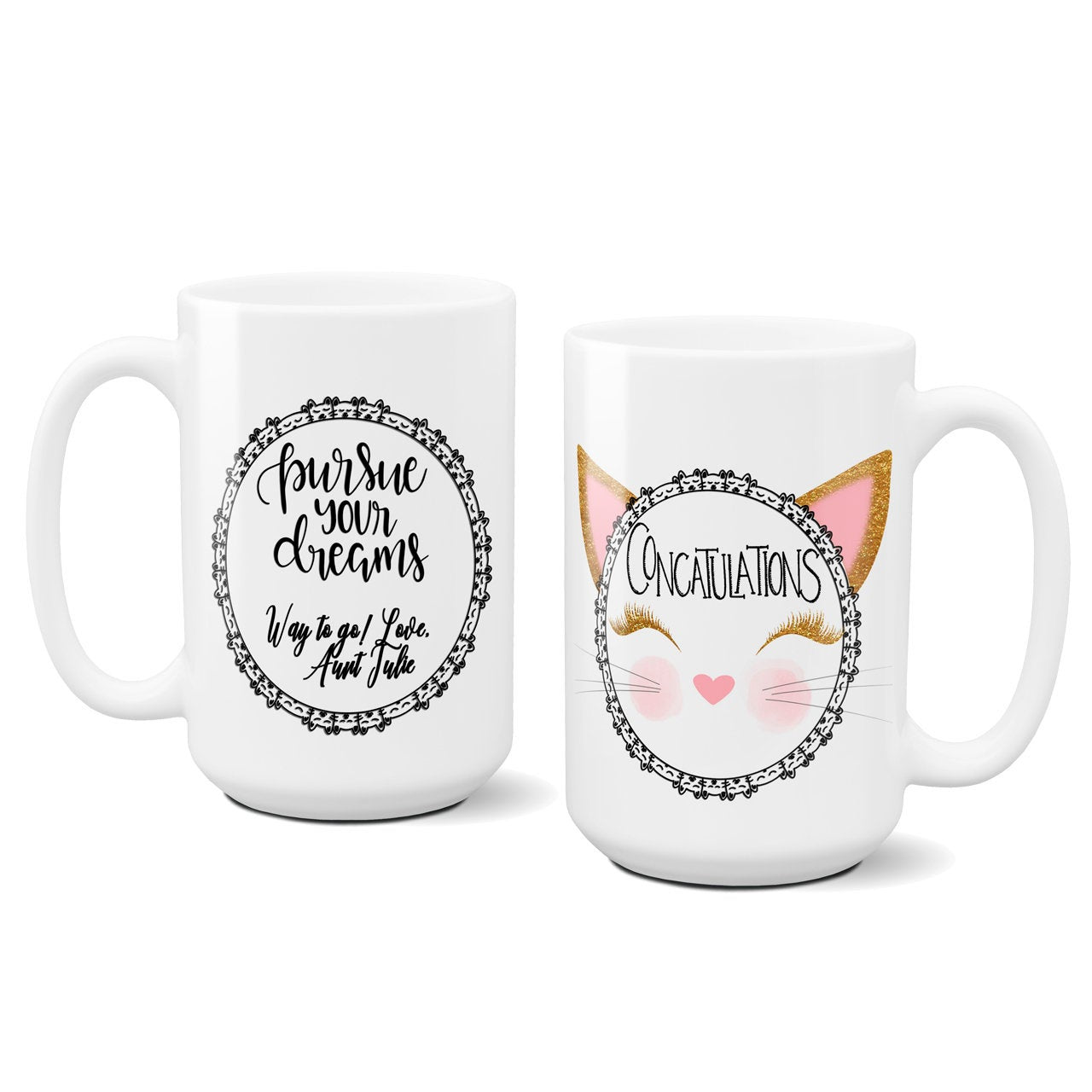 Concatulations Personalized Cat Theme Coffee Cup Birthday Gift Congratulations Graduation Gift