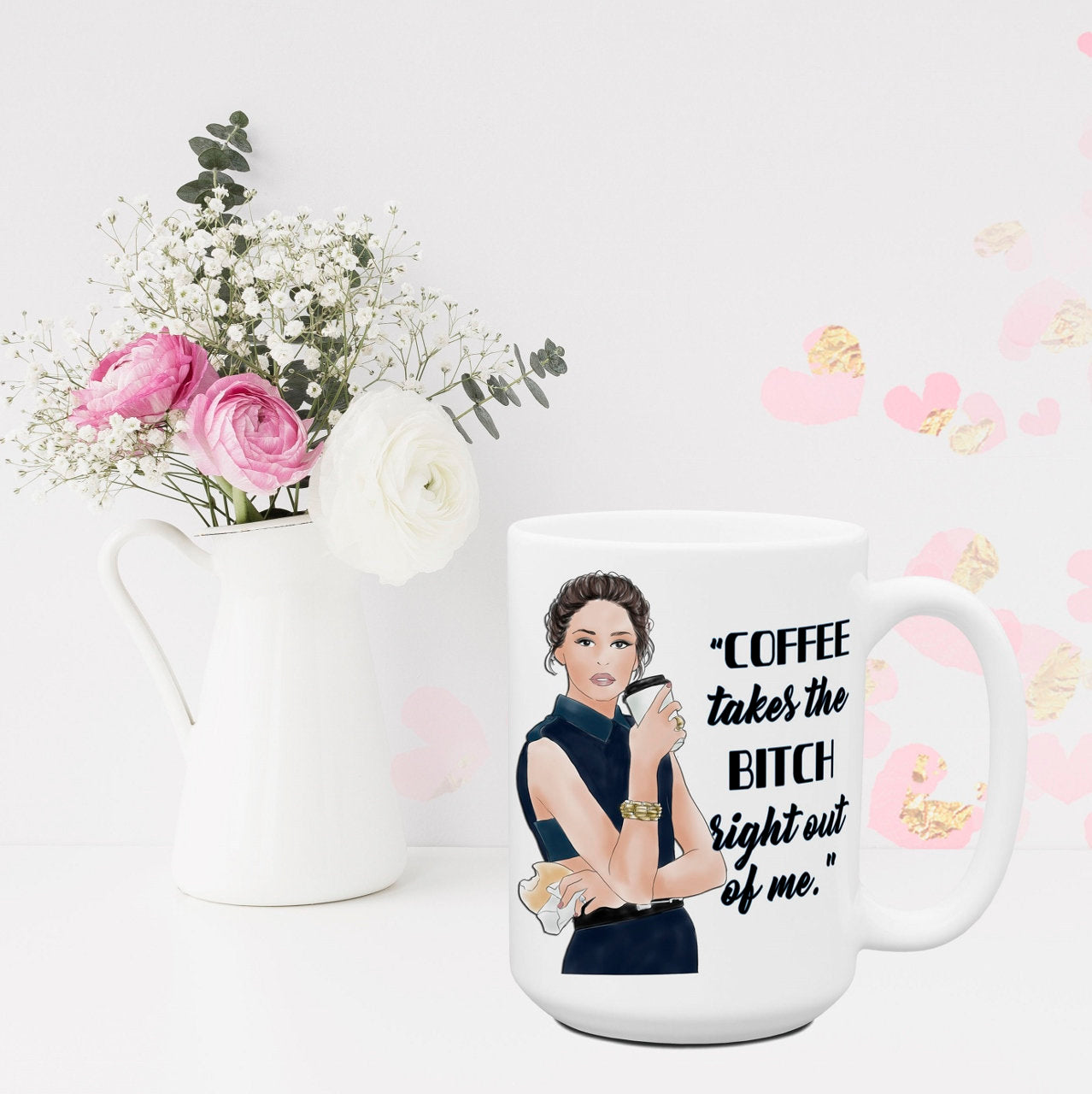 Office Coffee Cups Funny Sassy Attitude Mugs for Women Coffee Takes the Bitch Out of Me