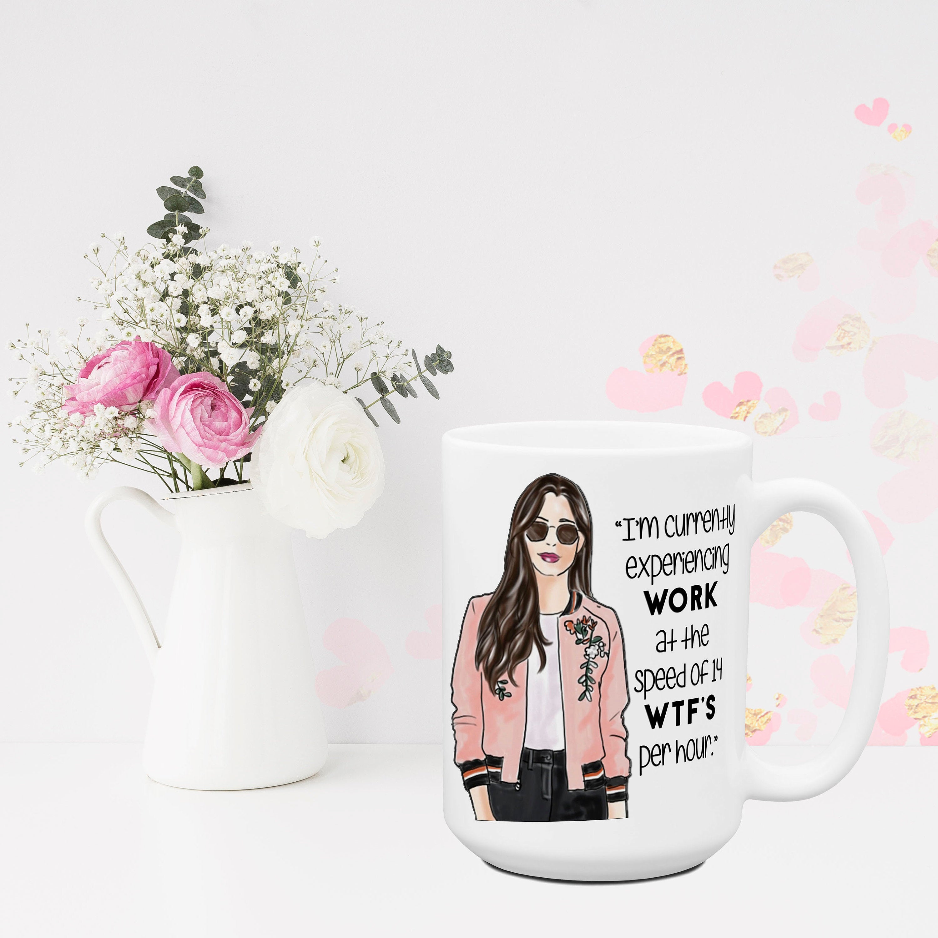 Experiencing Work at 14 WTF's per hour Coffee Mug Office Theme Cup Funny Coworker Gift Ideas Gift for Her
