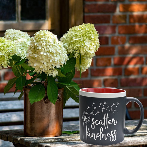 Scatter Kindness 22 oz Coffee Mug Jumbo Message Mug Gift for Her Dandelions Theme