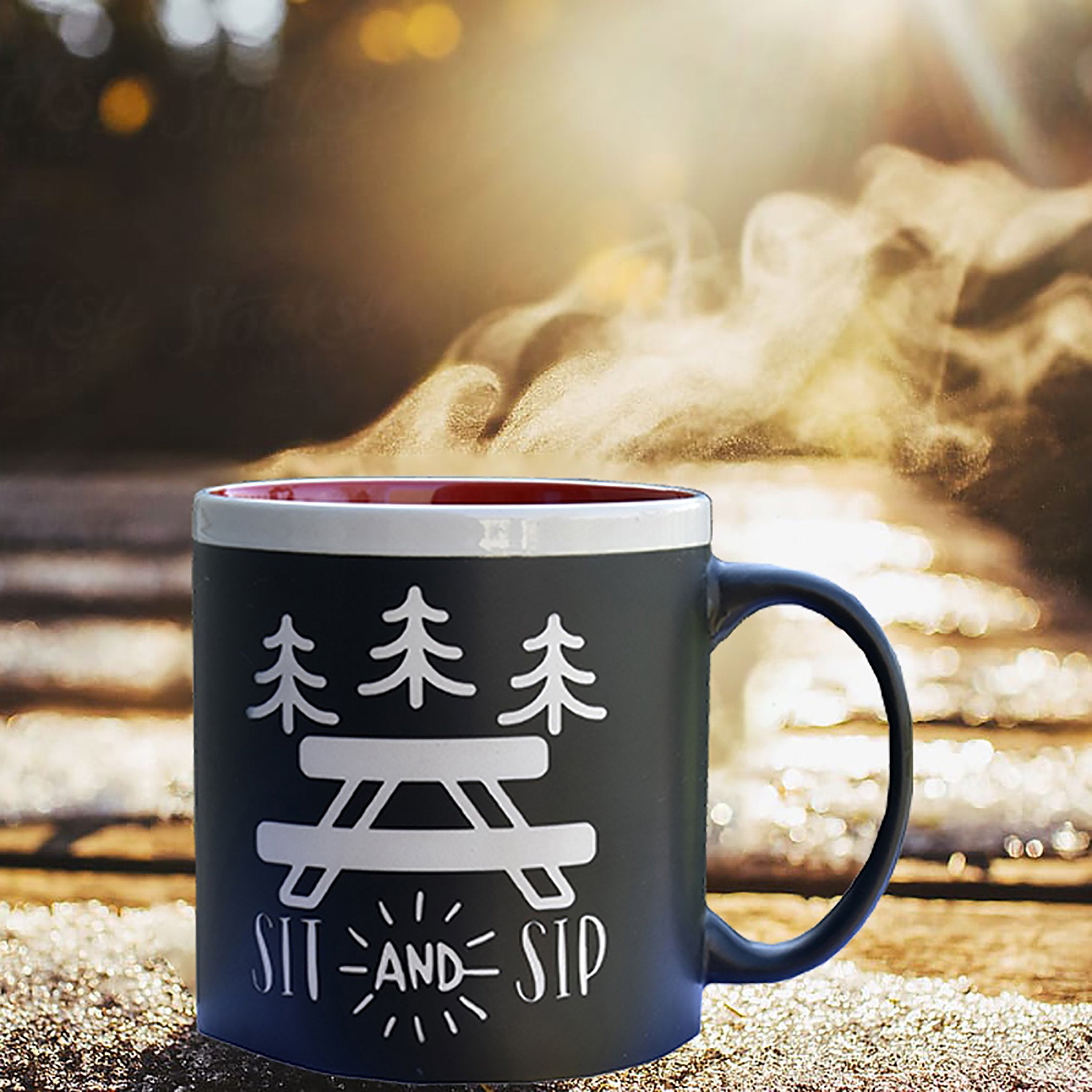Jumbo Chalkboard Sit and Sip Camping Coffee Mug | Camping Coffee Mug | Outdoor Lover Gift | Camp Coffee Cup | Camper Gift | Camping Gift