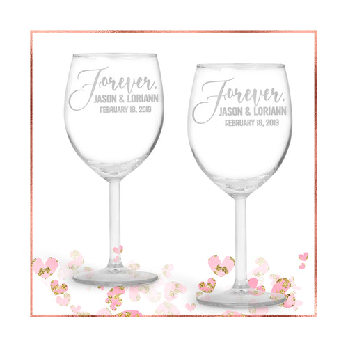 Forever Personalized Custom Wedding or Engagement Glass Set