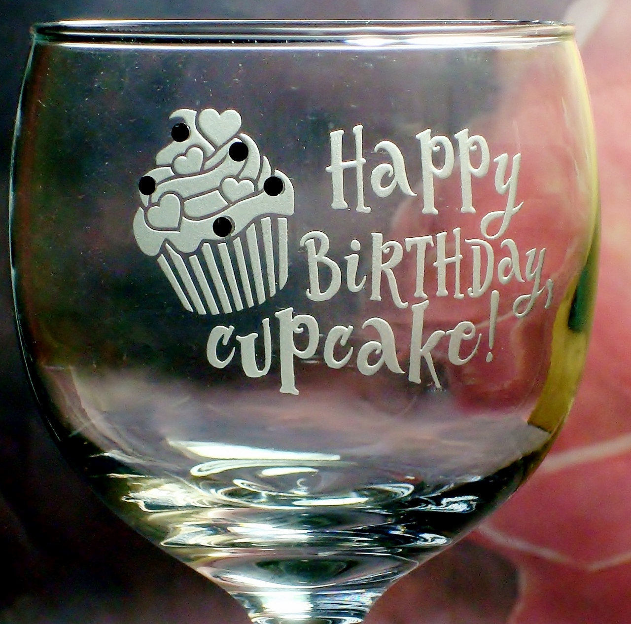 Personalized Happy Birthday Cupcake Wine Glass with Swarovski Sprinkles Girlfriend Birthday Gift for Her