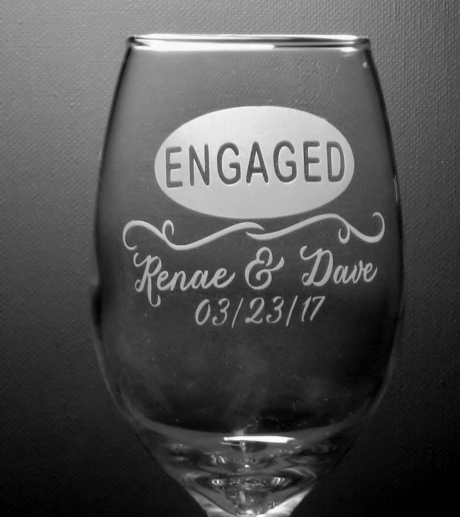 Wedding & Engagement Personalized White Wine Glass