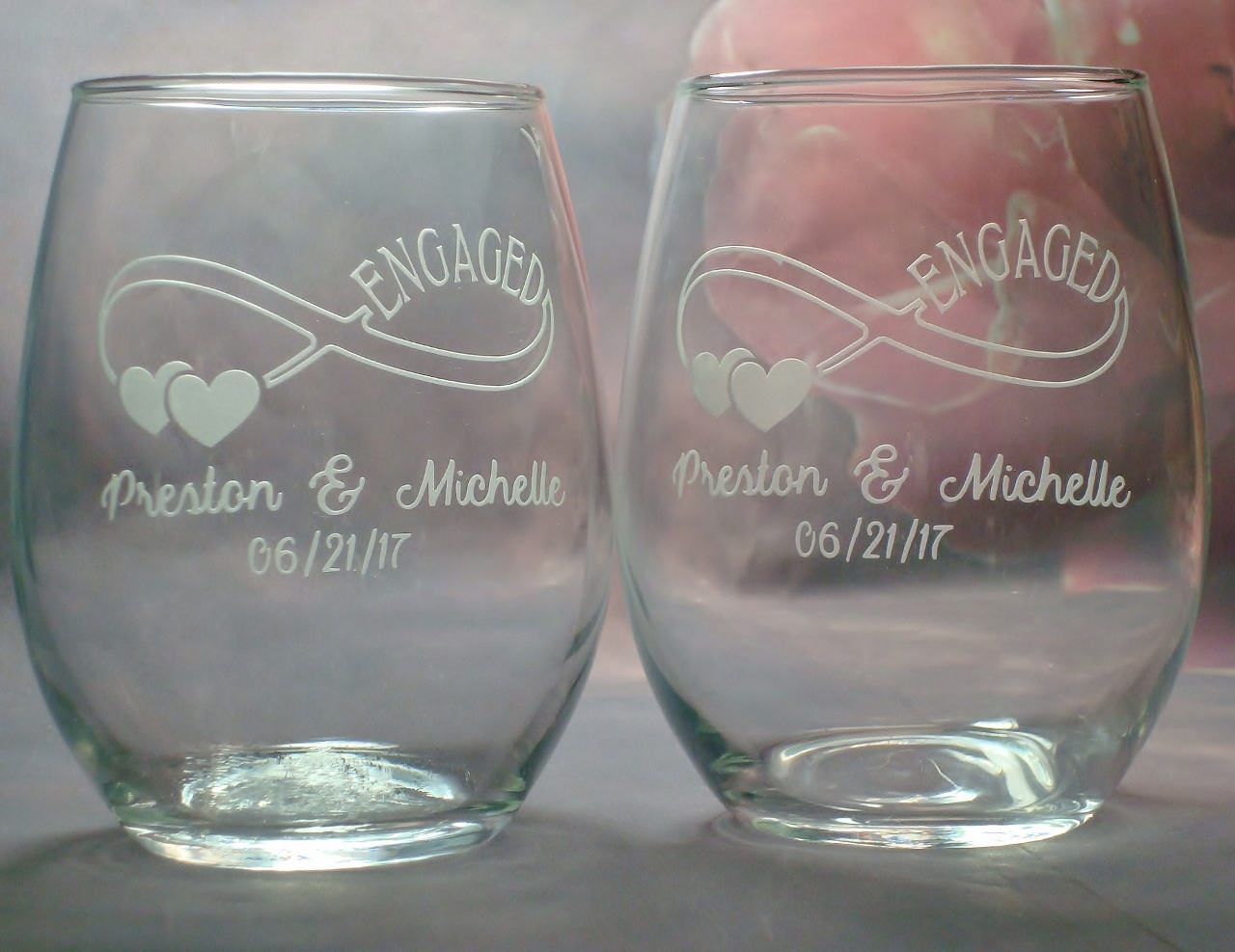 Engraved Infinity Contour Wine Glasses (Set of 2)