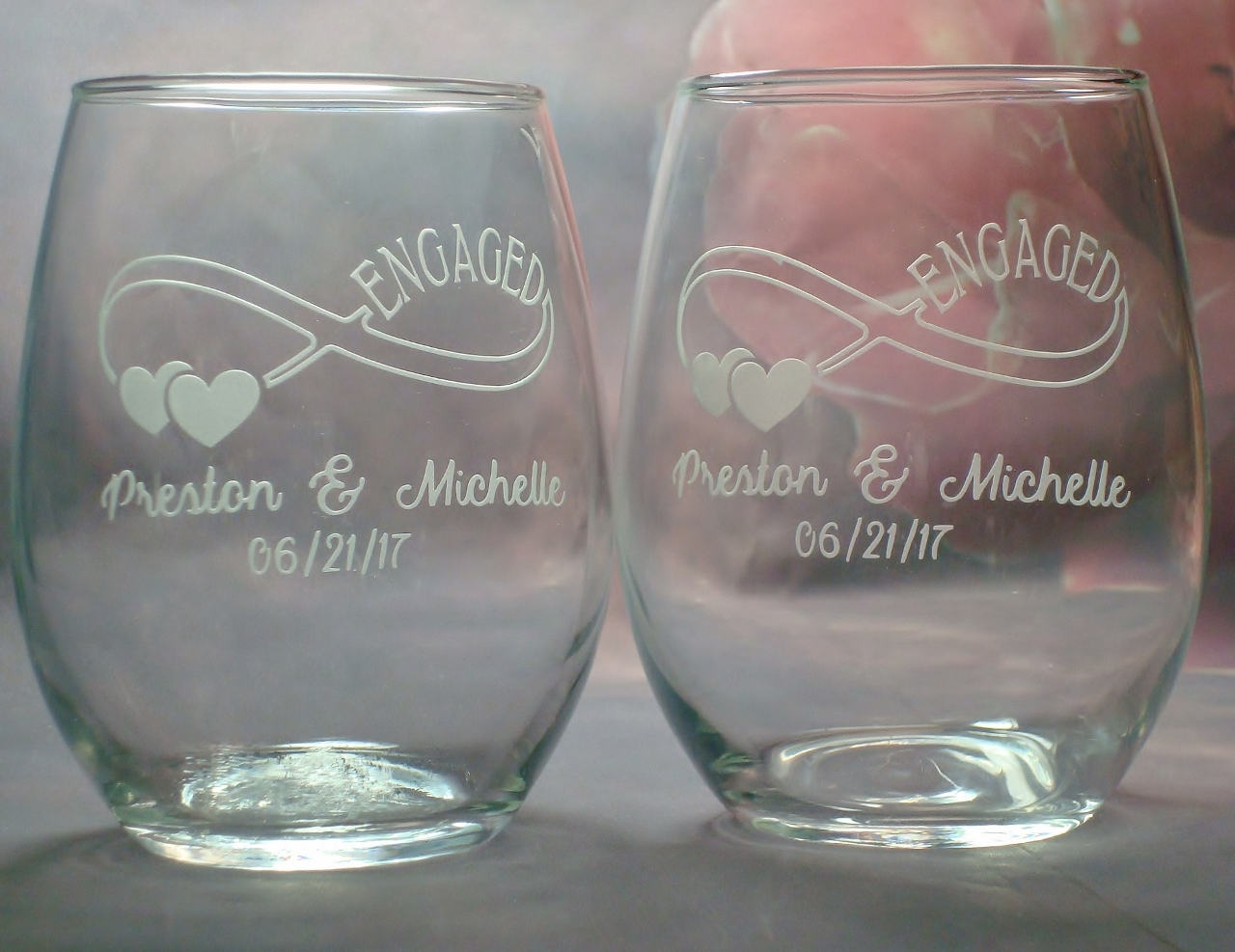 Personalized Engagement Gifts for Couple Personalized Set of Wine Glasses Infinity Couple Engagement Gift