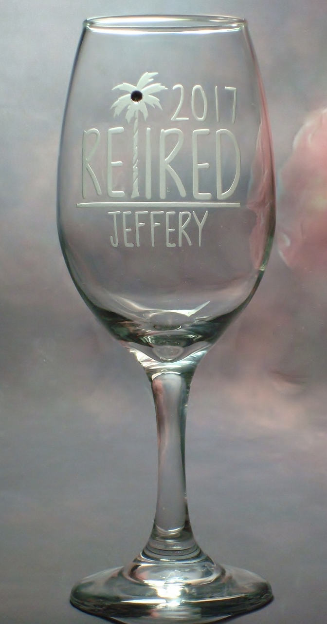 Personalized Tropical Theme Retirement Wine Glass Gift Co Worker Retired Gift