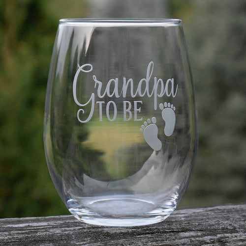 Grandpa To Be Pregnancy Reveal Stem Less Wine Glass Grandfather Gift