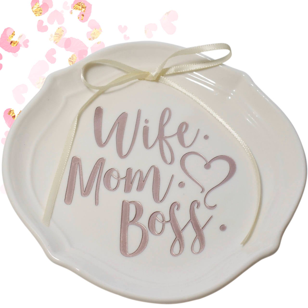 Wife Mom Boss Ring Dish, Trinket Dish, Mothers Day Gift, Boss Mom, Gift for Her, Rose Gold, Gift for Mom, Gift for Mom, Girlfriend Gift,