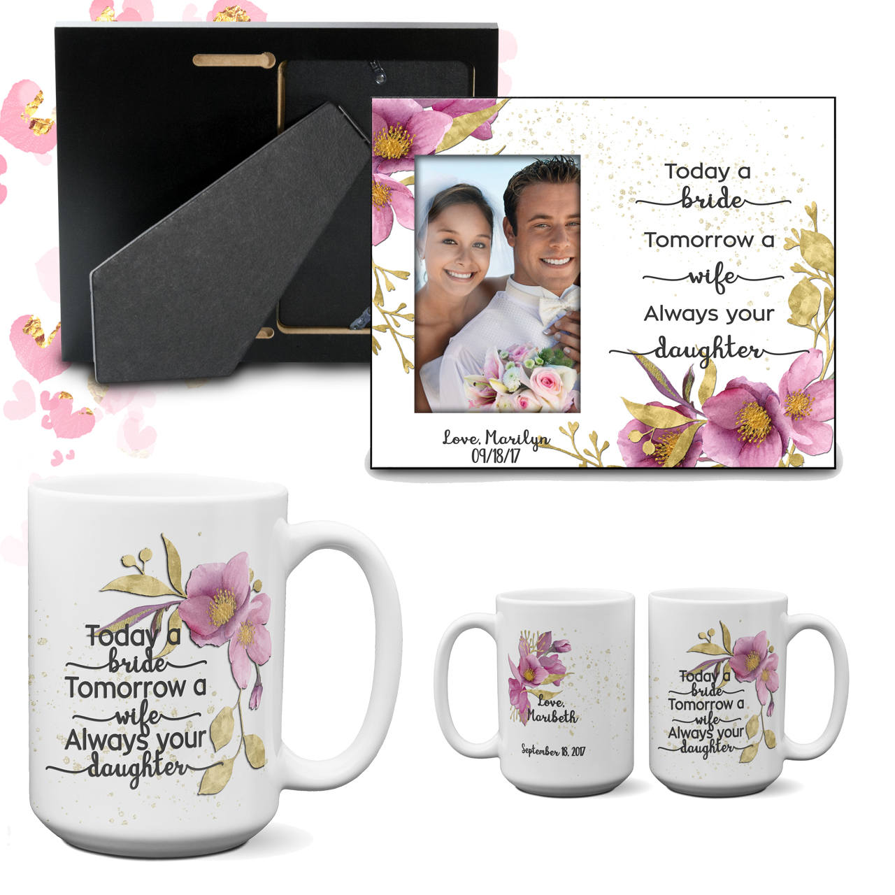 Personalized Thank You Wedding Gift from Daughter Today a Bride - Always your Daughter Photo Frame Coffee Mug Gift Set