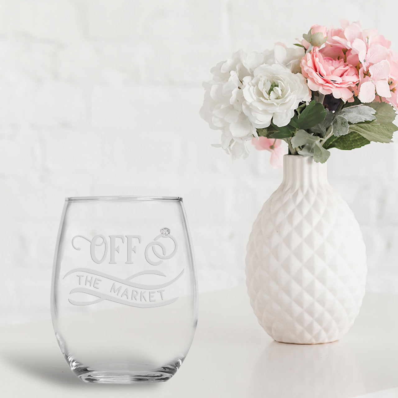 At Last Personalized 21oz Stemless Wine Glass