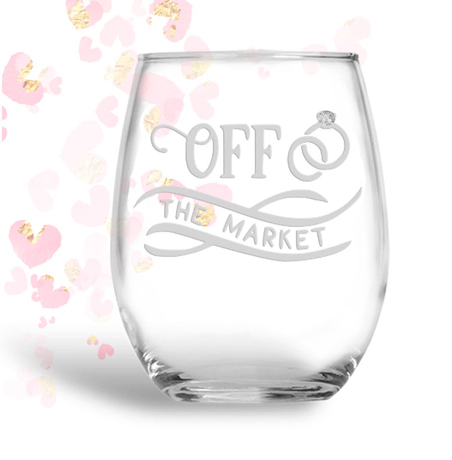 Personalized Off the Market Stemless 21 oz Wine Glass | Bride to Be | Bridal Shower Gift | Future Mrs | Future Bride