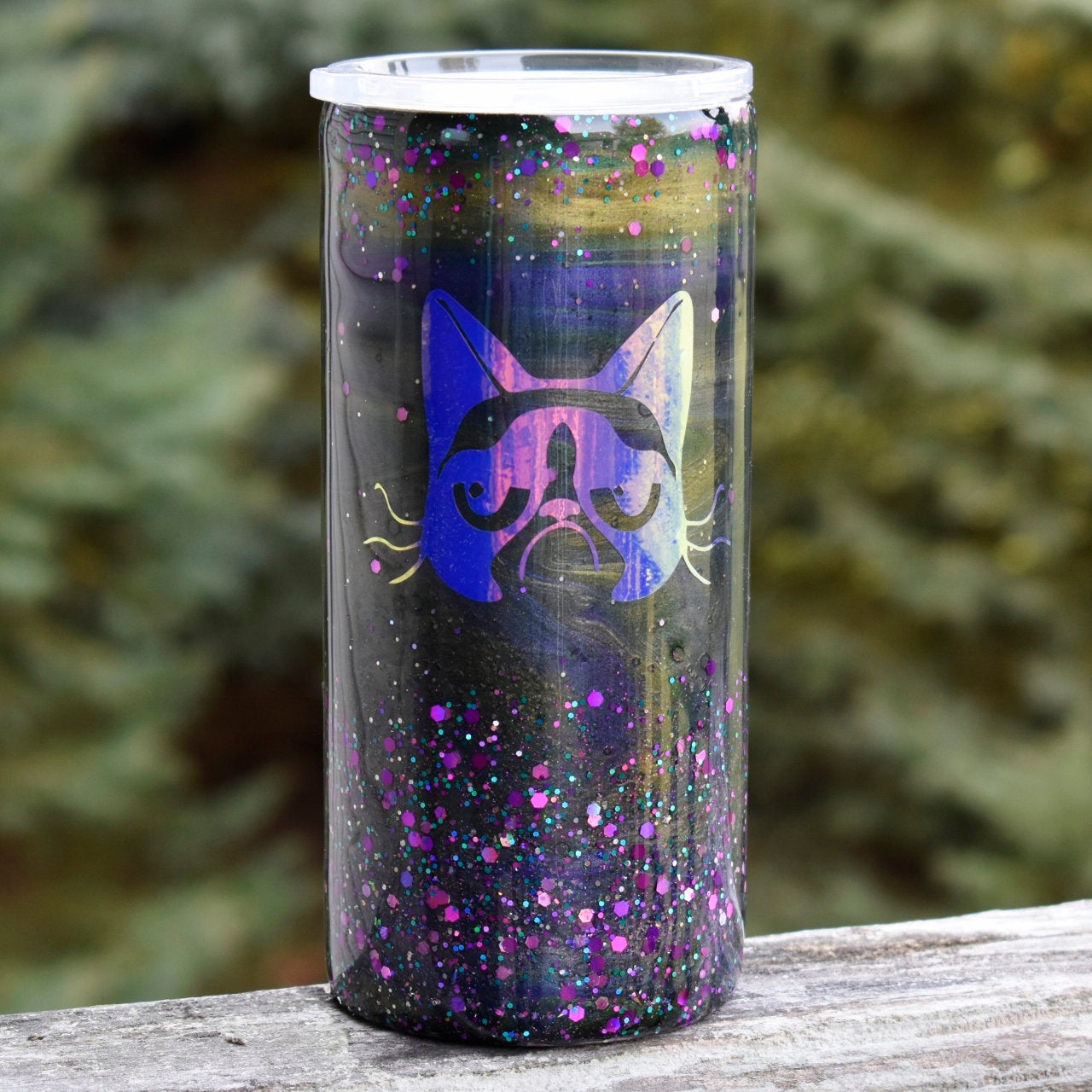 RTS Purple Grumpy Cat 22 oz Tumbler Cups Gift for Her Girlfriend Birthday Stainless Steel Glitter Tumbler
