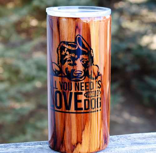 RTS Woodgrain German Shepard Puppy 22 oz Tumbler Cups | Gift for Him | Dog Lover Gift | Insulated Tumbler | Dog Mom | Pet Lover Gift