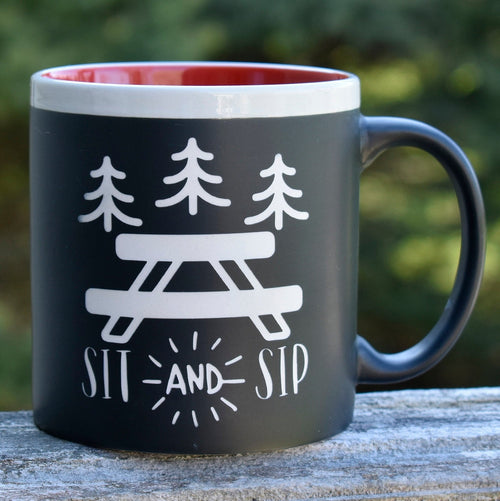 Jumbo Chalkboard Sit and Sip Camping Coffee Mug | Camping Coffee Mug | Outdoor Lover Gift | Camp Coffee Cup | Camper Gift | Camping Gift