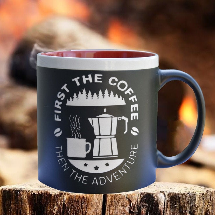 First The Coffee Then the Adventure Coffee Mug Camping Outdoor Lover Gift RV Camper Camping Gift