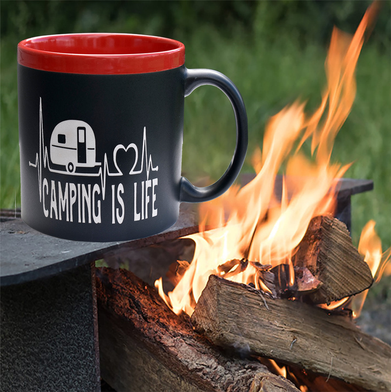 Camping is Life Camper Lifeline 22 oz Coffee Mug Outdoor Lover Gift for Him