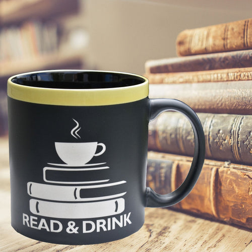 Read and Drink 22 oz Large Coffee Mug Book Lover Gift Book Club Cup