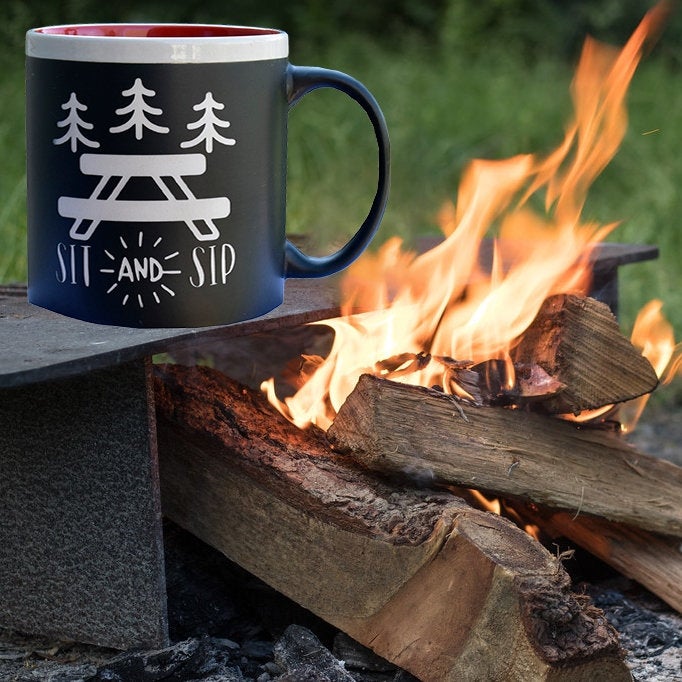 Jumbo Chalkboard Sit and Sip Camping Coffee Mug | Camping Coffee Mug | Outdoor Lover Gift | Camp Coffee Cup | Camper Gift | Camping Gift