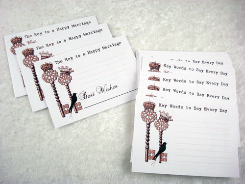 Wedding Advice Cards Set of 36 cards Steam Punk Crown and Bird "The Key to a Happy Marriage" Advice Cards
