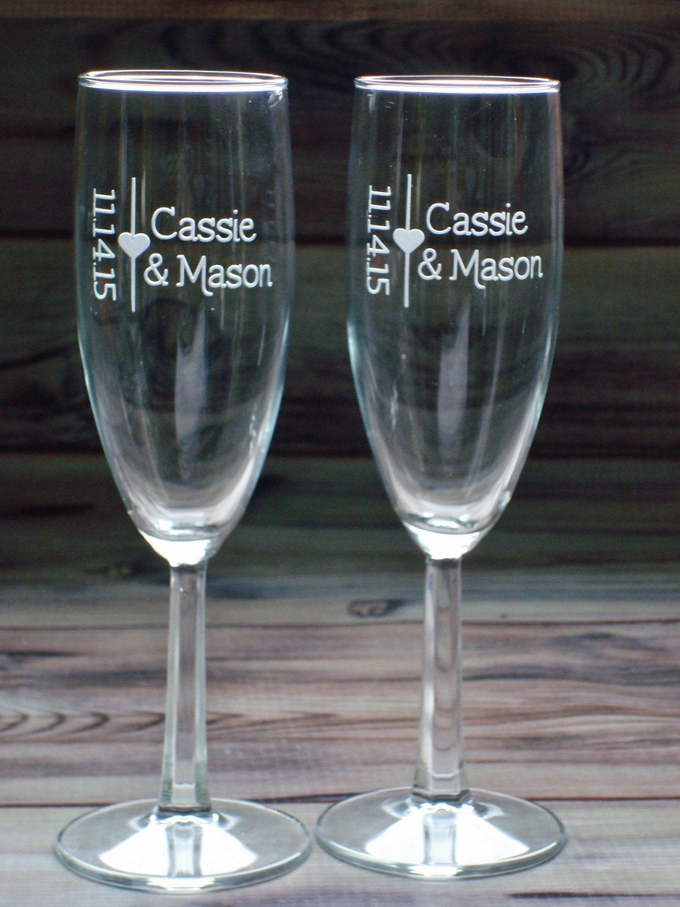 Toasting Flutes Personalized with Names and Date Bride Groom Glass Set Wedding Shower Gift