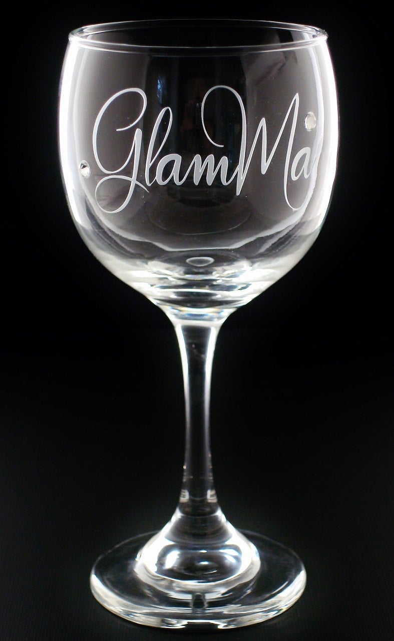 GlamMa Glamma Grandmother Grandma 10 oz Wine Glass with Crystals Gift for Her
