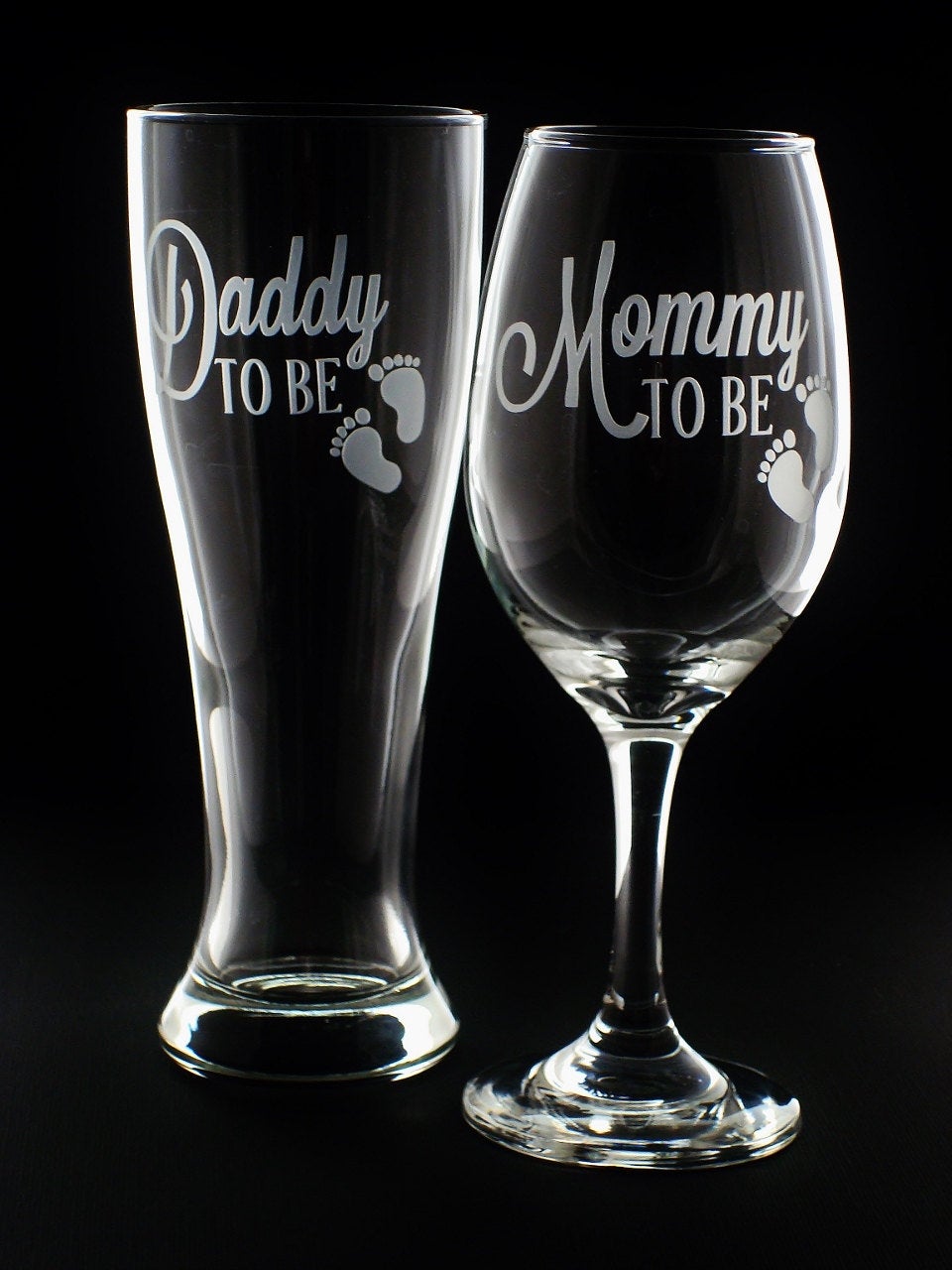 Baby Shower Gift Mommy and Daddy To Be Glass Set New Parent Gift